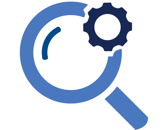 Blue magnifying glass icon